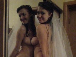 Brunette bride in sexy lingerie on her wedding night