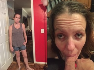 WifeBucket Pics | Amateur wife before then after the blowjob
