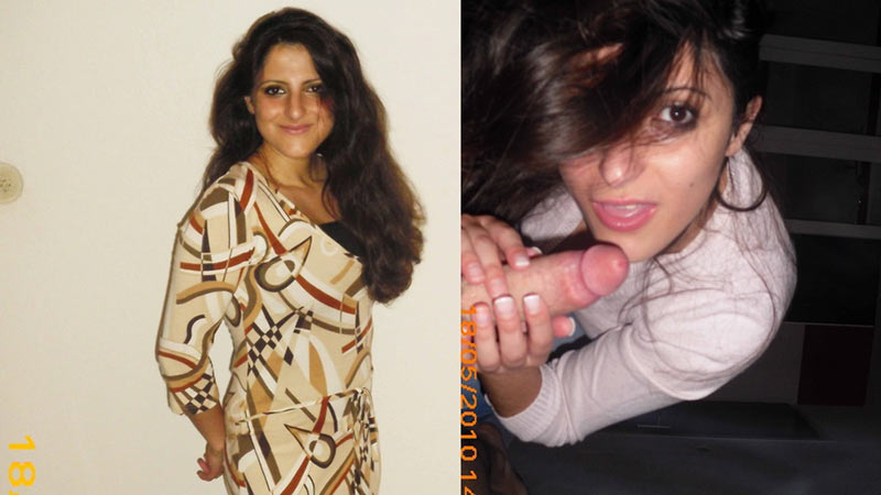 Before-after mixed pics of a housewife giving blowjobs