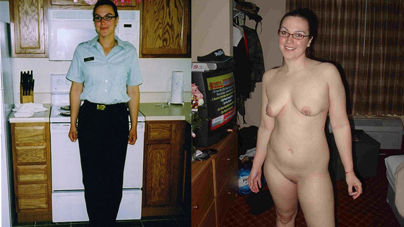Real police officer in and out of her uniform.
