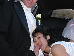 WifeBucket Pics | Bride sucking cock in the limo