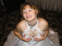 Big messy cumshot all over this mature bride and her wedding dress