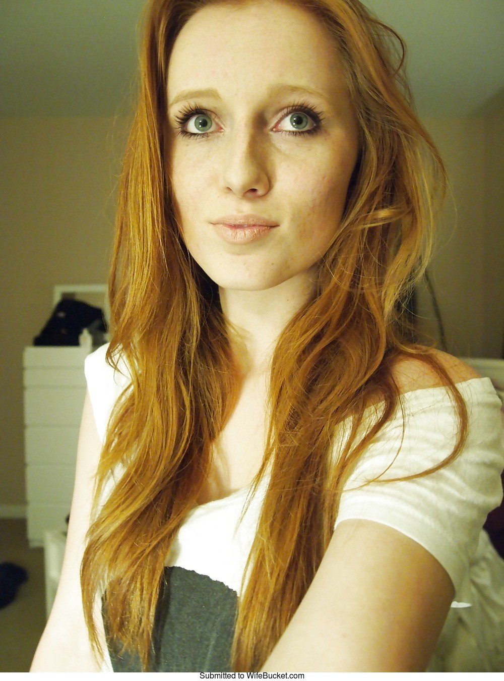 short hair redhead selfie
